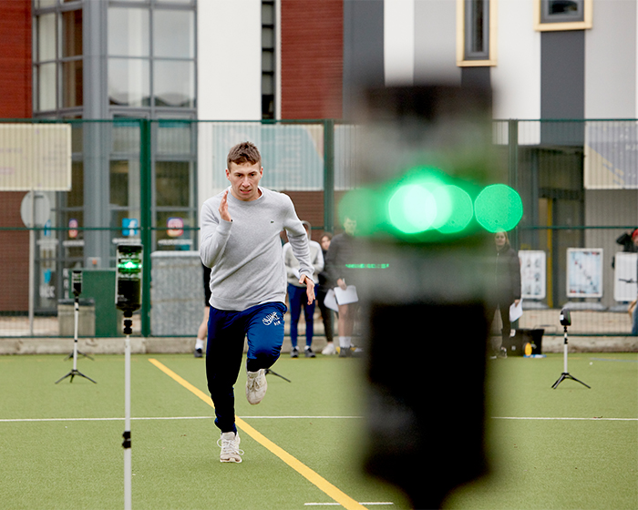 Student running in a test