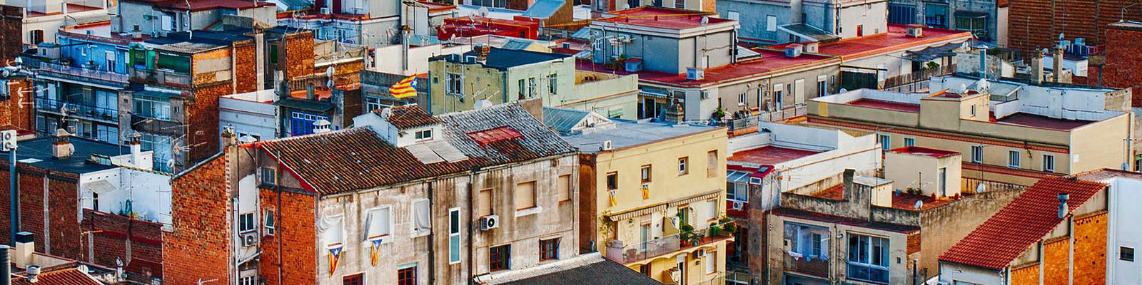 Crowded houses and rooftops in a small city